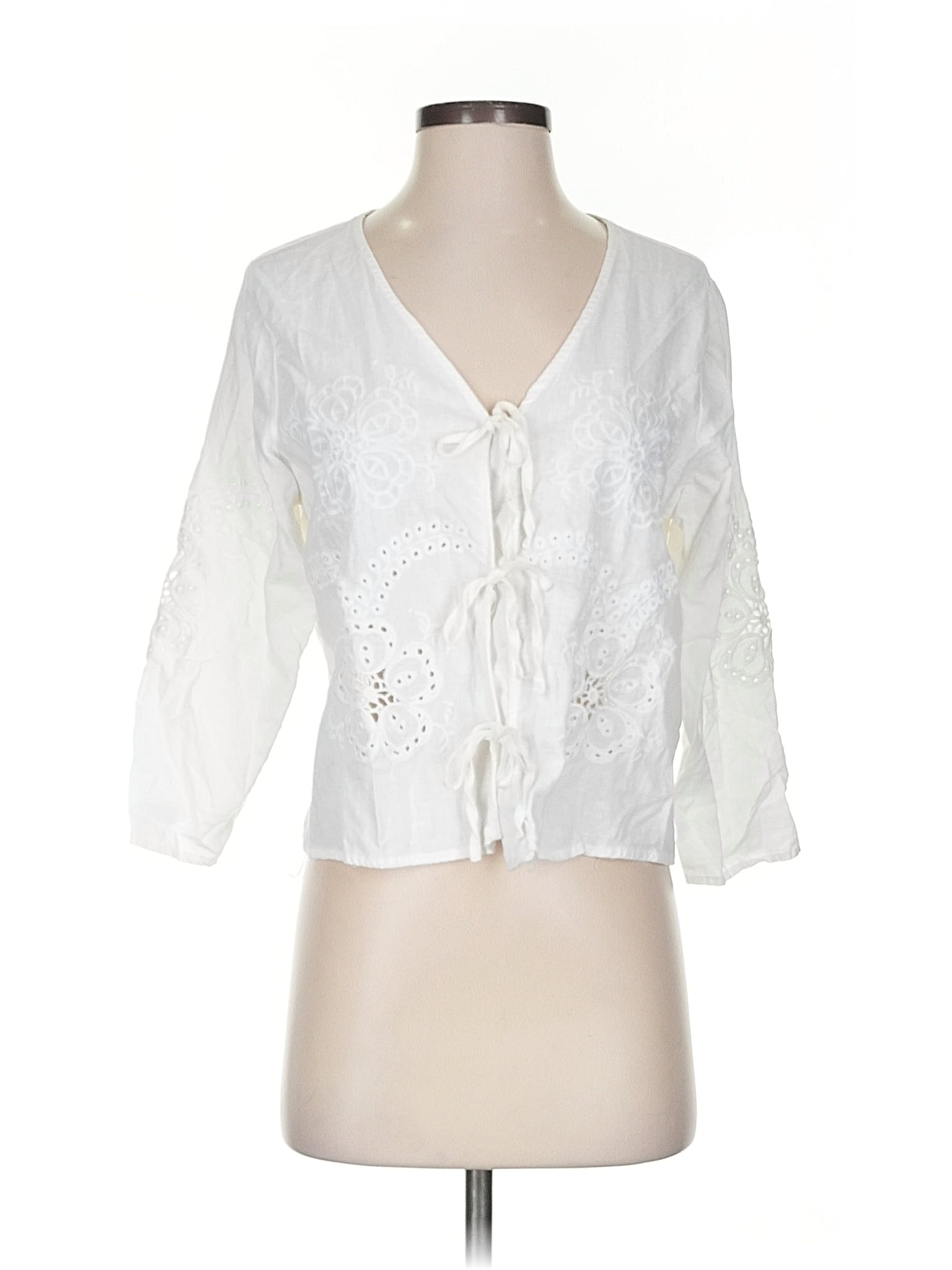 Christian Siriano New York White 3/4 Sleeve Blouse Size S