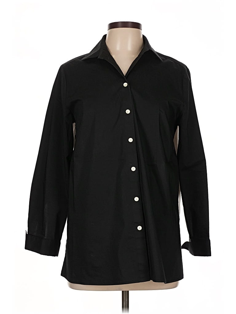 UNBRANDED Pre-owned 3/4 Sleeve Button Down Shirt In Black