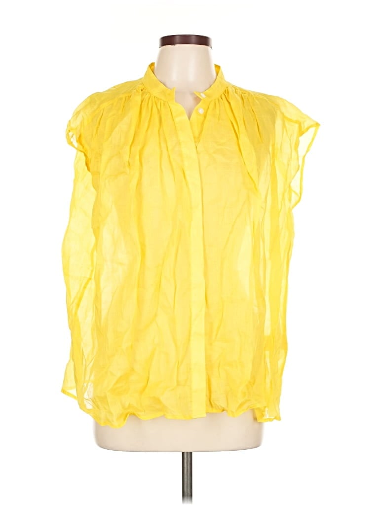 Pre-owned Banana Republic Short Sleeve Blouse In Yellow