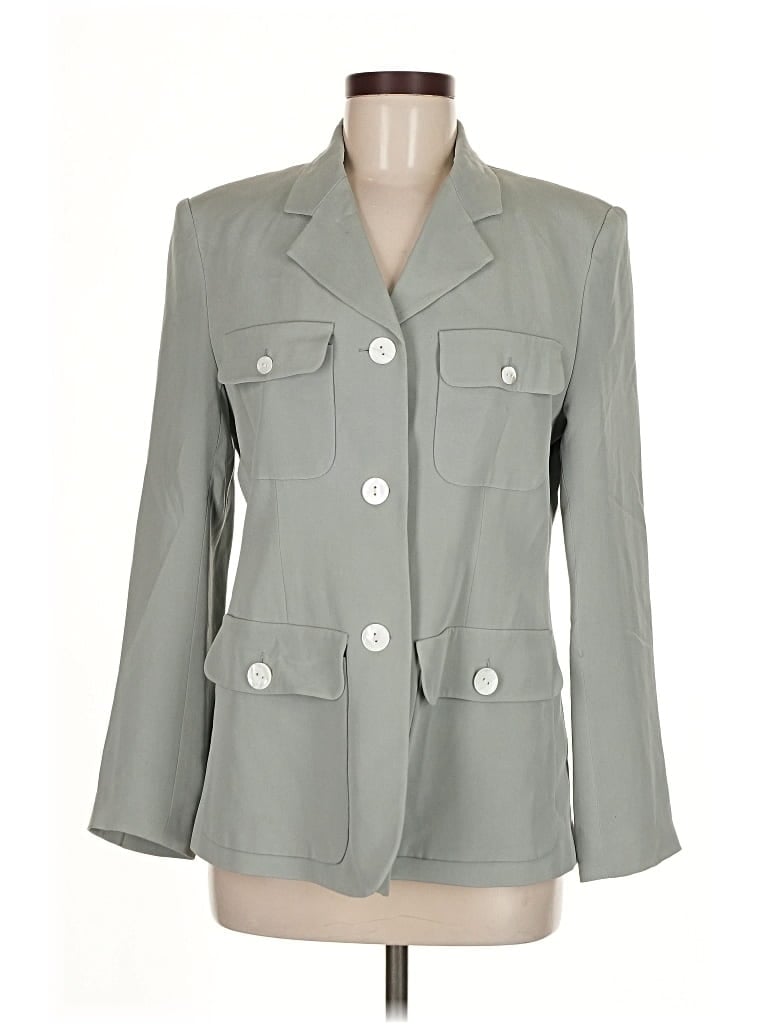 Pre-owned Assorted Brands Silk Blazer Jacket In Green