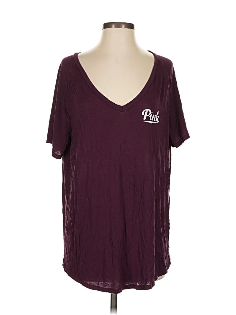Pre-owned Victoria's Secret Pink Short Sleeve T-shirt In Burgundy