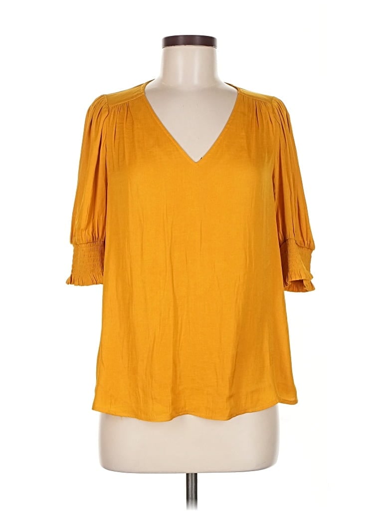 Pre-owned Maison D' Amelie 3/4 Sleeve Blouse In Yellow