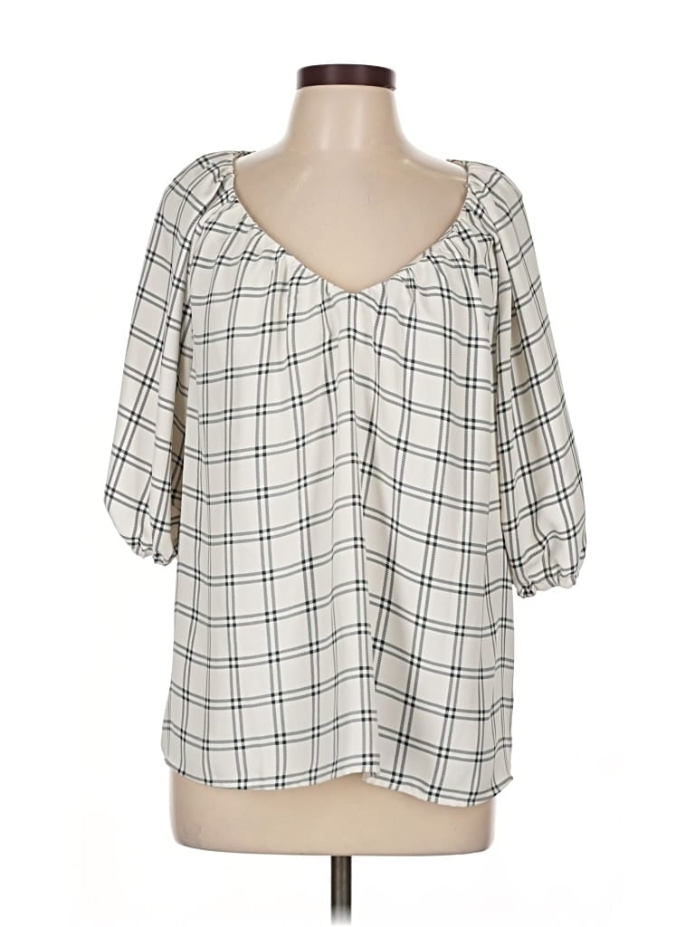 Pre-owned Ann Taylor 3/4 Sleeve Blouse In White