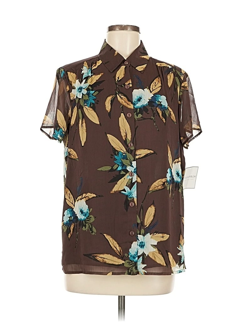 Sag Harbor Short Sleeve Blouse In Brown