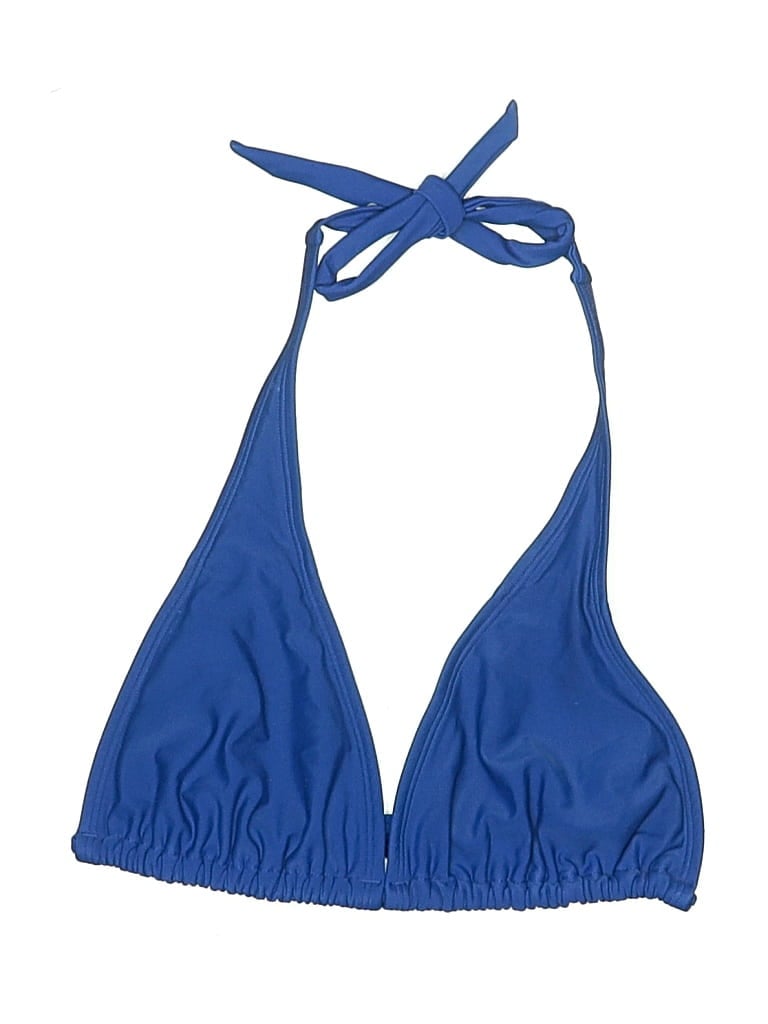 Pre-owned City Streets Swimsuit Top Blue Solid Pattern Swimwear