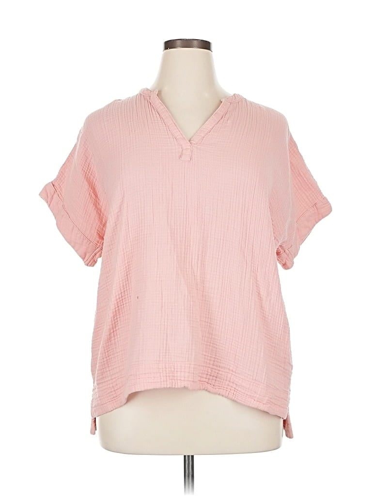 Pre-owned L.l.bean Short Sleeve Blouse In Pink