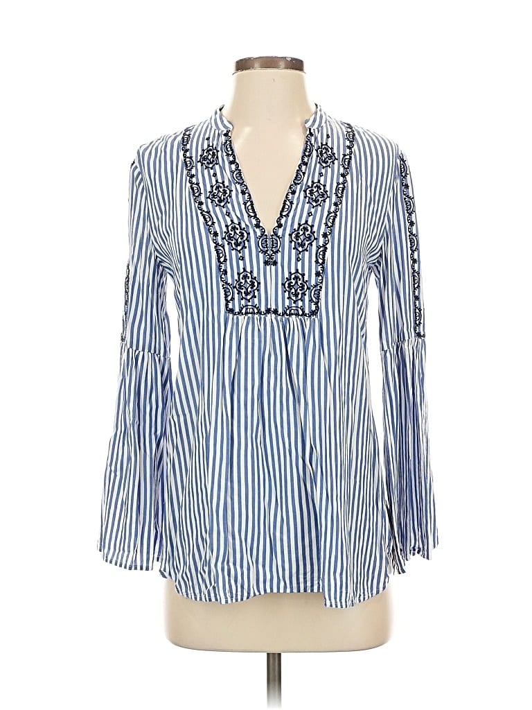 Pre-owned Ann Taylor Loft Long Sleeve Blouse In Blue
