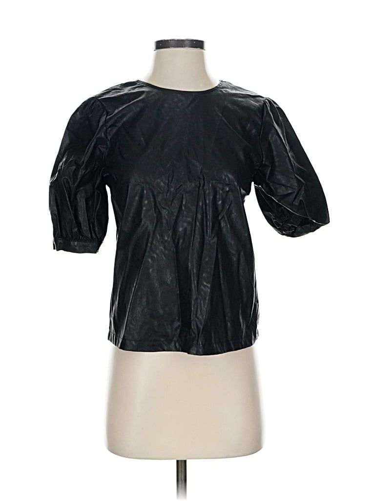 WHO WHAT WEAR Pre-owned Short Sleeve Blouse In Black