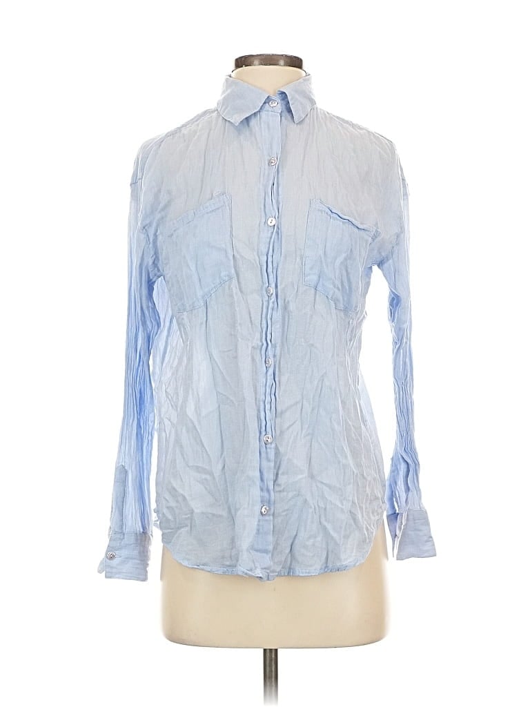 Pre-owned Rsq Long Sleeve Button Down Shirt In Blue