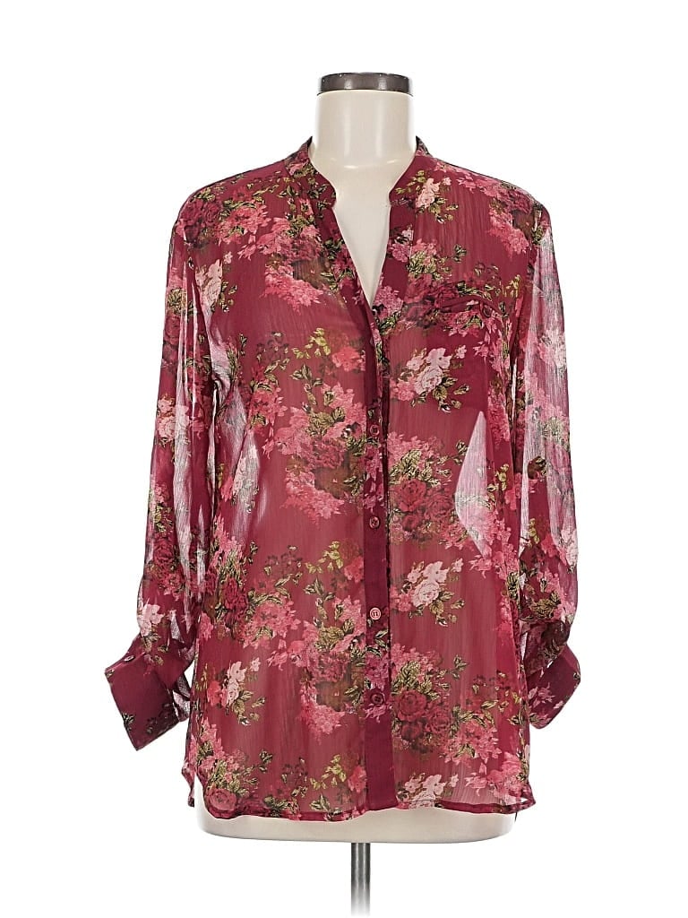 Pre-owned Kut From The Kloth Long Sleeve Blouse In Burgundy