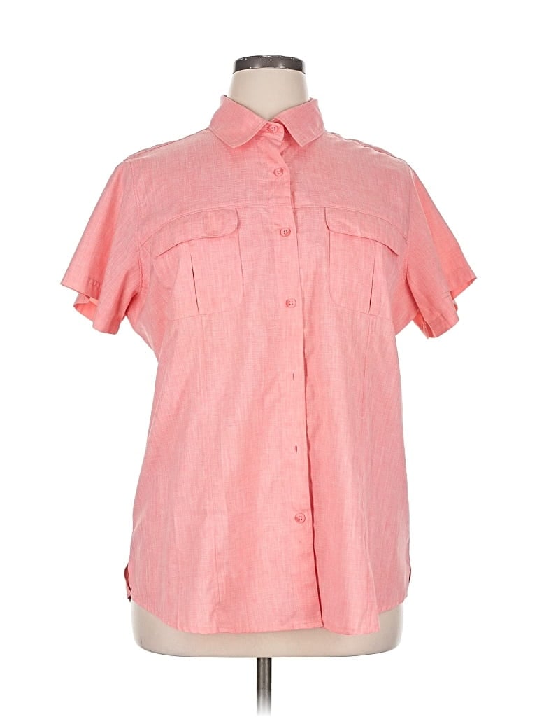 Pre-owned Magellan Outdoors Short Sleeve Button Down Shirt In Pink