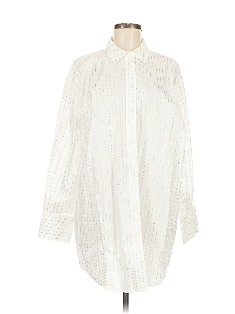 MNG Pre-owned Long Sleeve Button Down Shirt In White