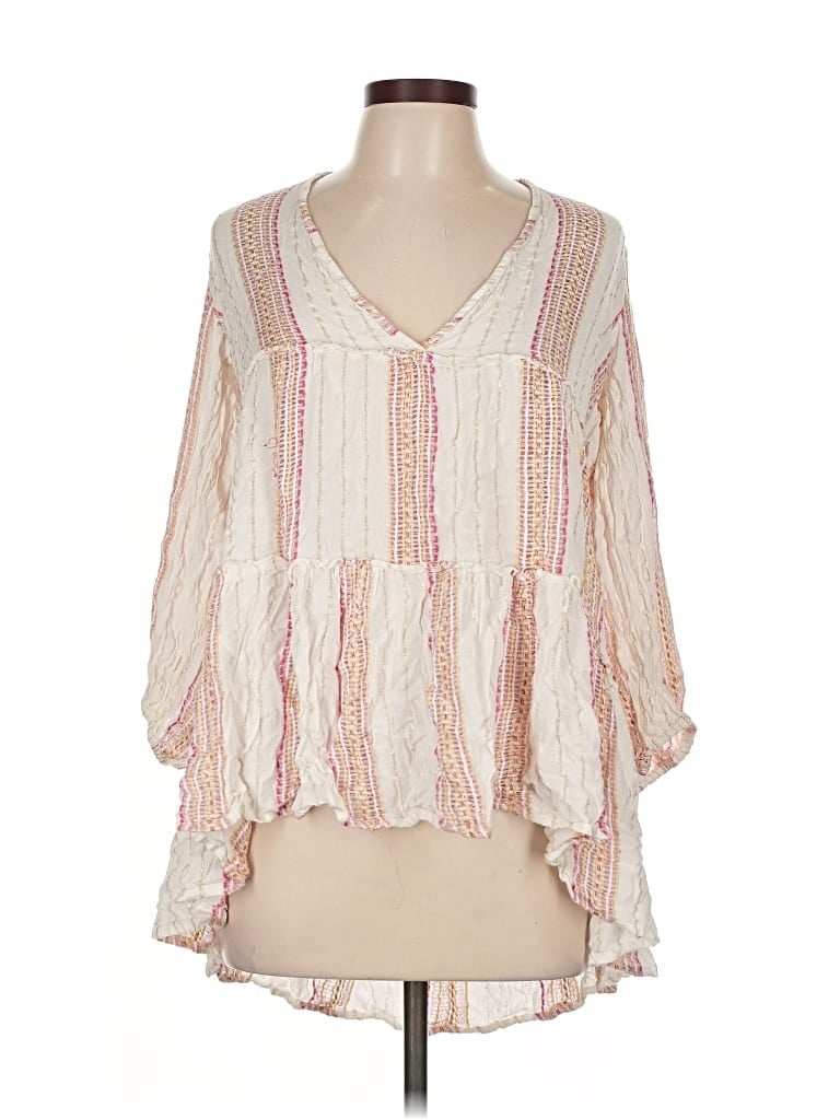 Pre-owned Blue Island 3/4 Sleeve Blouse In White