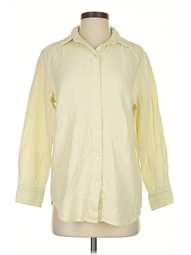 Pre-owned Wilfred Free 3/4 Sleeve Button Down Shirt In Yellow
