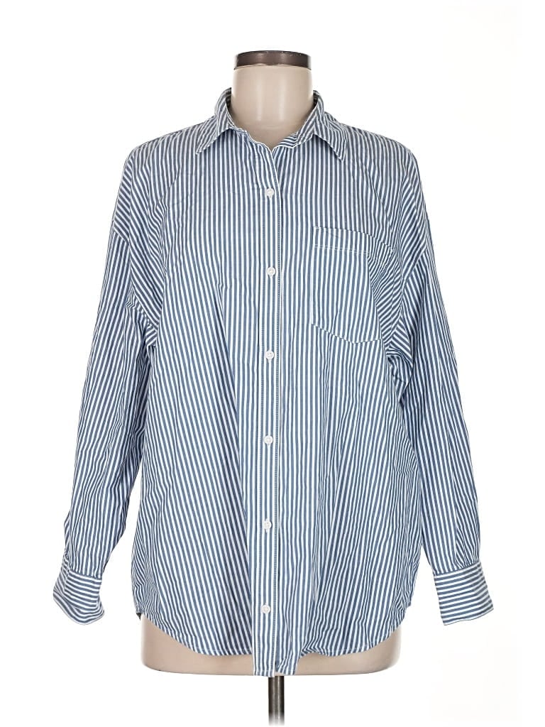 Pre-owned Old Navy Long Sleeve Button Down Shirt In Blue