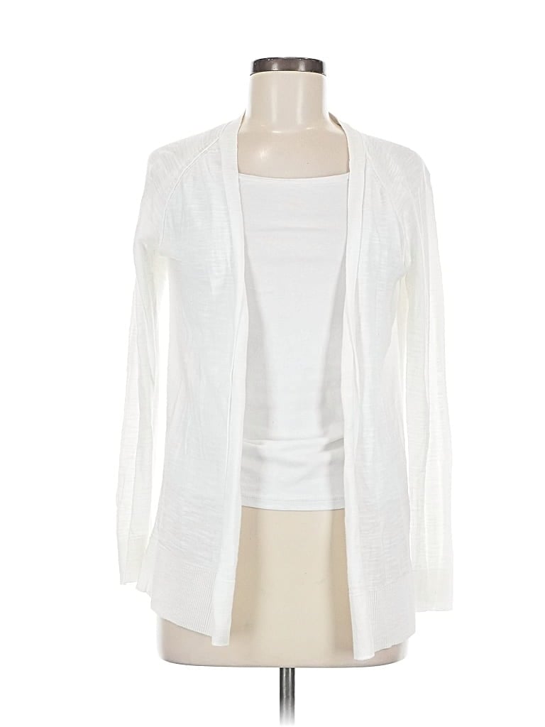 Pre-owned Ann Taylor Loft Outlet Cardigan Sweater In White