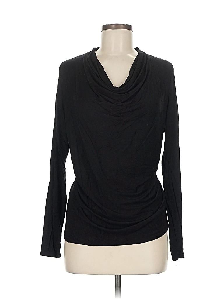 Pre-owned G By Giuliana Rancic Long Sleeve Top Black Cowl Neck Tops