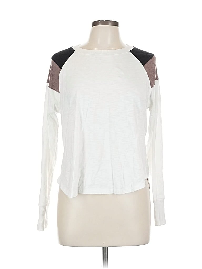 Pre-owned Evereve Long Sleeve T-shirt In White