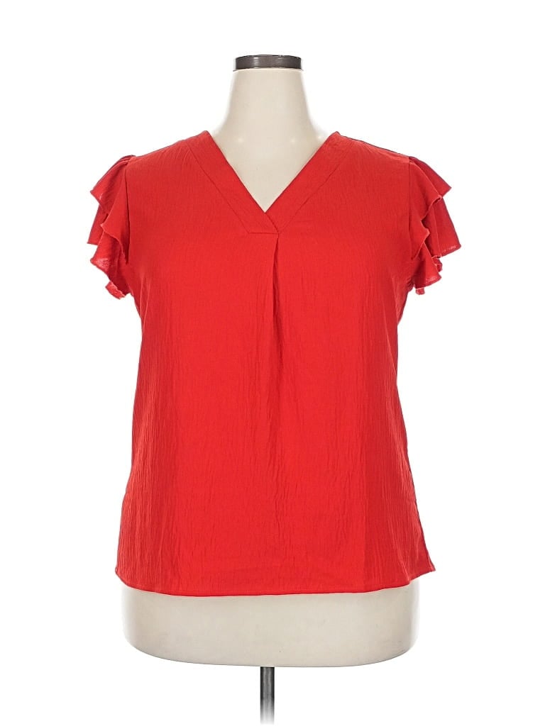 Pre-owned Blooming Jelly Short Sleeve Blouse In Red