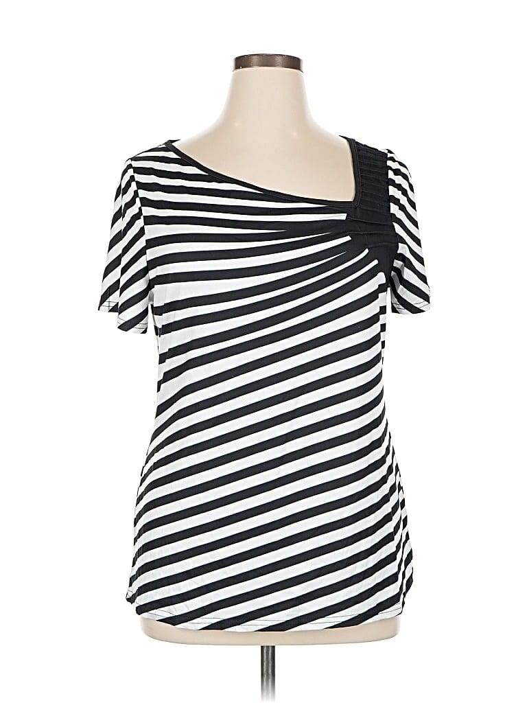 Pre-owned Shein Curve Short Sleeve Top Black One Shoulder Neckline Tops