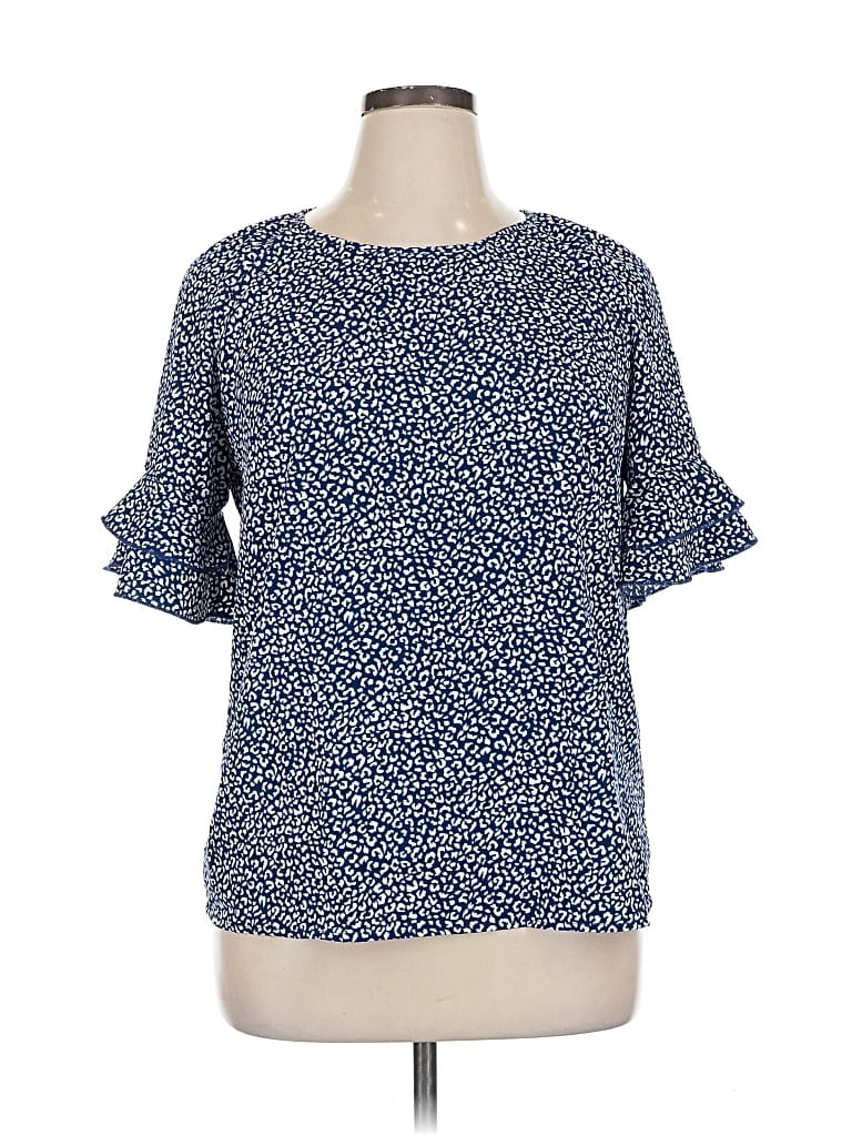 Pre-owned Unbranded Short Sleeve Blouse In Blue
