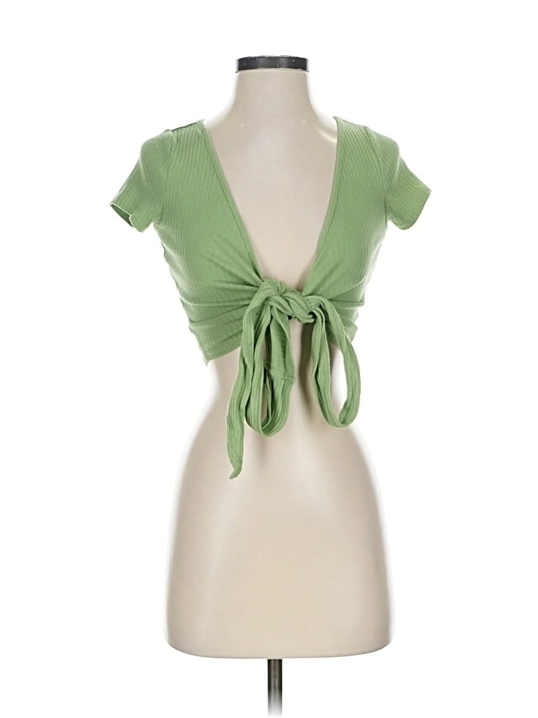 Pre-owned Pac Cares Short Sleeve Top Green Sweetheart Neckline Tops