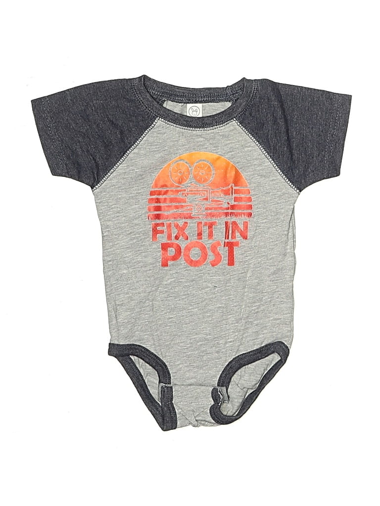 Pre-owned Rabbit Skins Babies' Short Sleeve Onesie In Gray