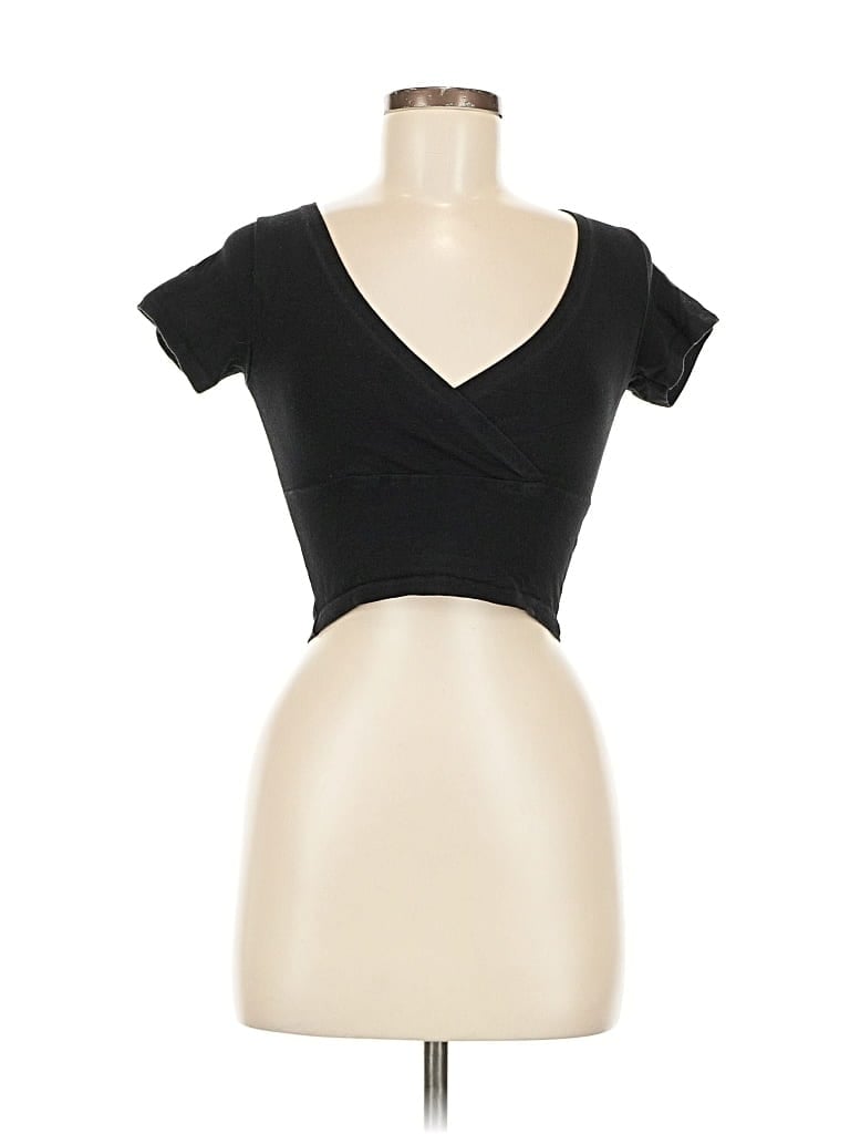 Pre-owned Brandy Melville Short Sleeve Top Black Sweetheart Neckline Tops