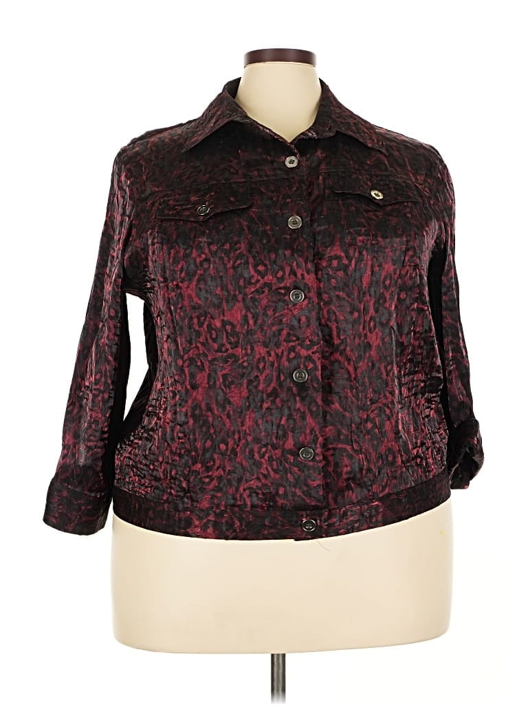 Pre-owned Ruby Rd. 3/4 Sleeve Button Down Shirt In Burgundy