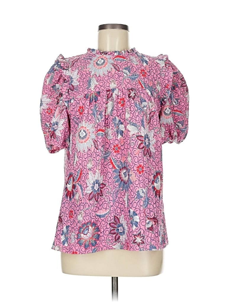 Pre-owned Ann Taylor Loft Short Sleeve Blouse In Pink