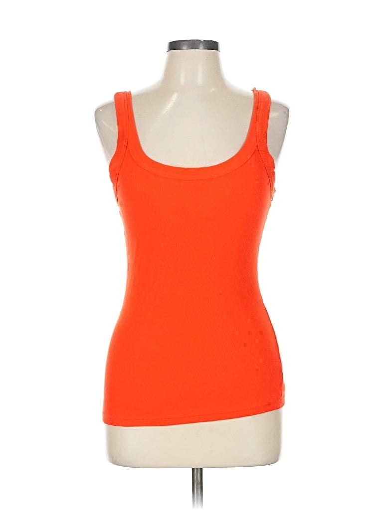 Pre-owned Easy Standard Tank Top Orange Square Neckline Tops