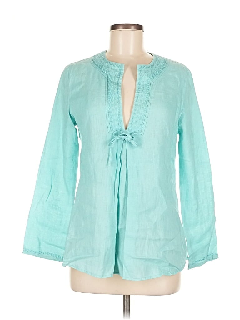 Pre-owned Zara Long Sleeve Blouse In Blue