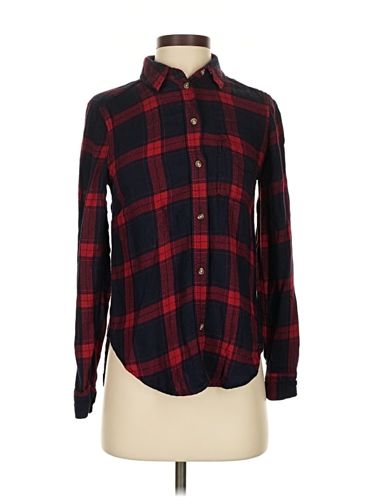 Pre-owned American Eagle Outfitters Long Sleeve Button Down Shirt In Red