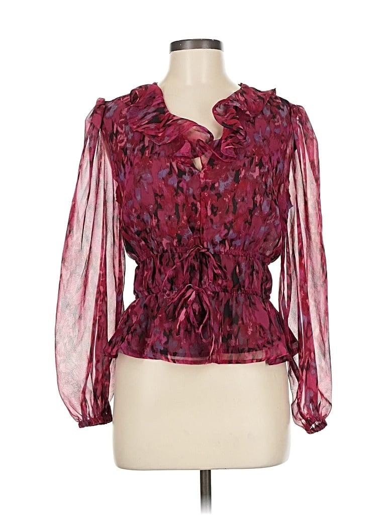 Pre-owned Steve Madden 3/4 Sleeve Blouse In Burgundy