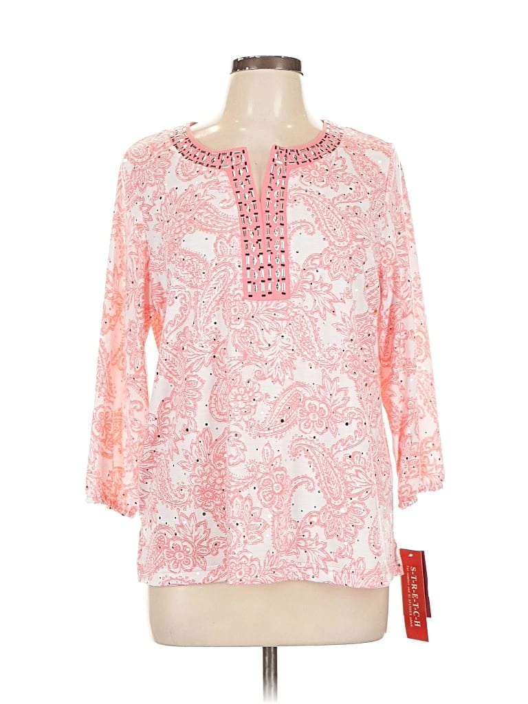Pre-owned Cathy Daniels 3/4 Sleeve Blouse In Pink