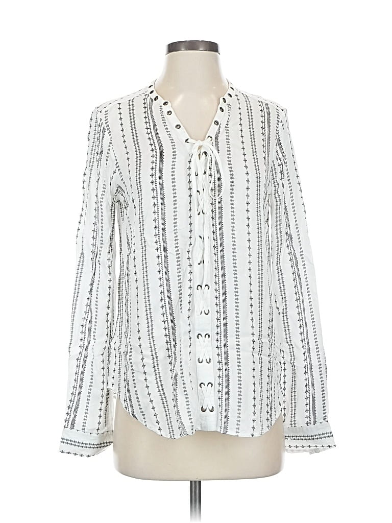 Pre-owned Paige Long Sleeve Blouse In White