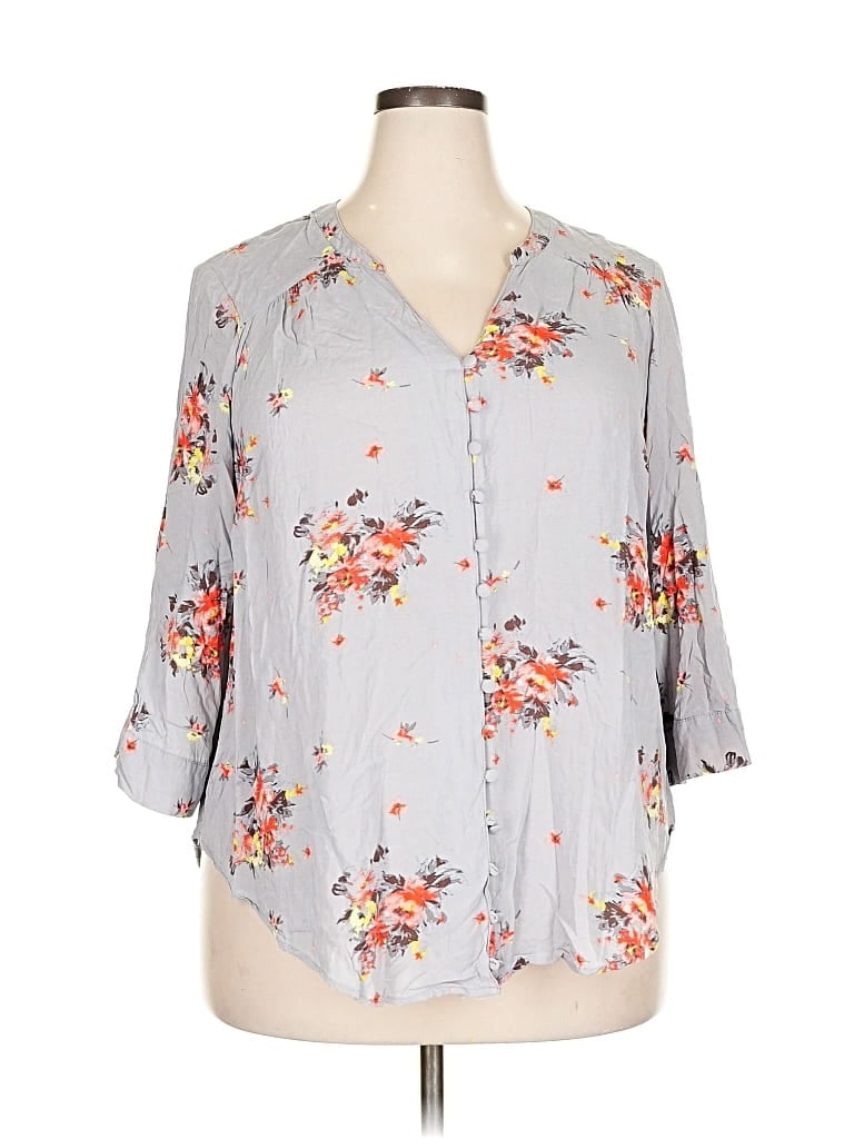 Pre-owned Torrid 3/4 Sleeve Blouse In Gray