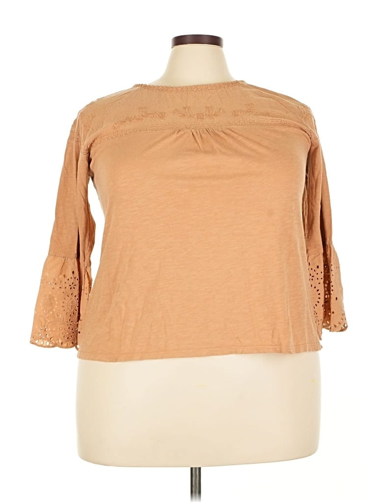 Pre-owned Sonoma Goods For Life 3/4 Sleeve T-shirt In Brown