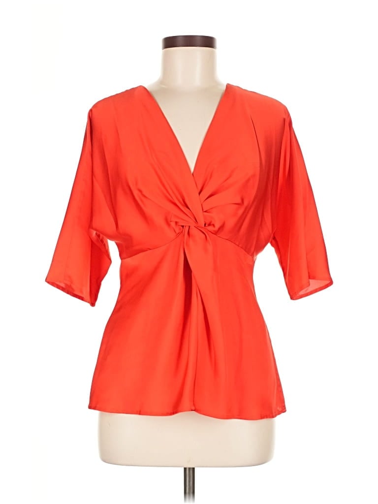 Pre-owned Ann Taylor Short Sleeve Blouse In Orange