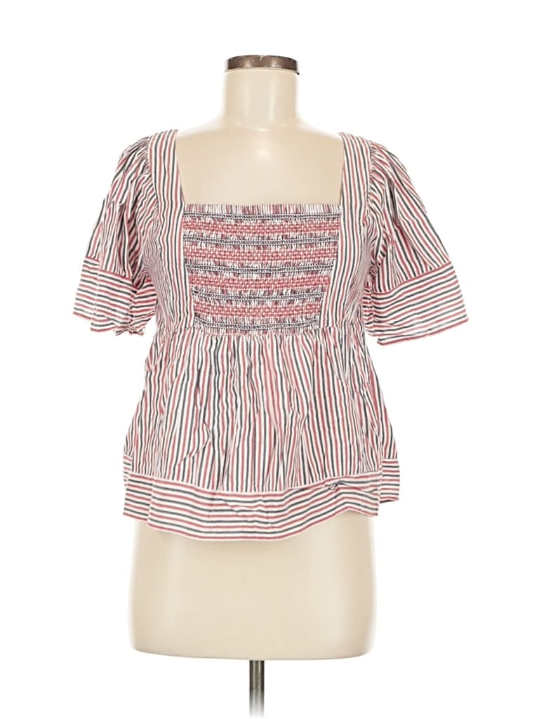 Pre-owned Old Navy Short Sleeve Blouse In Red