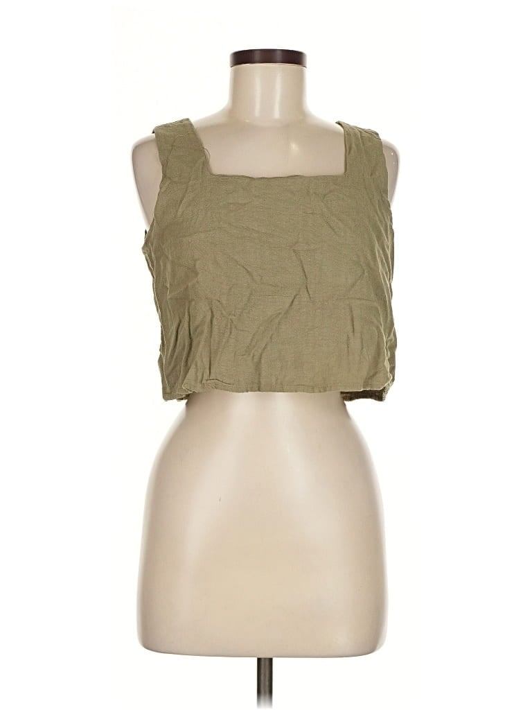 Pre-owned Anrabess Tank Top Green Square Neckline Tops