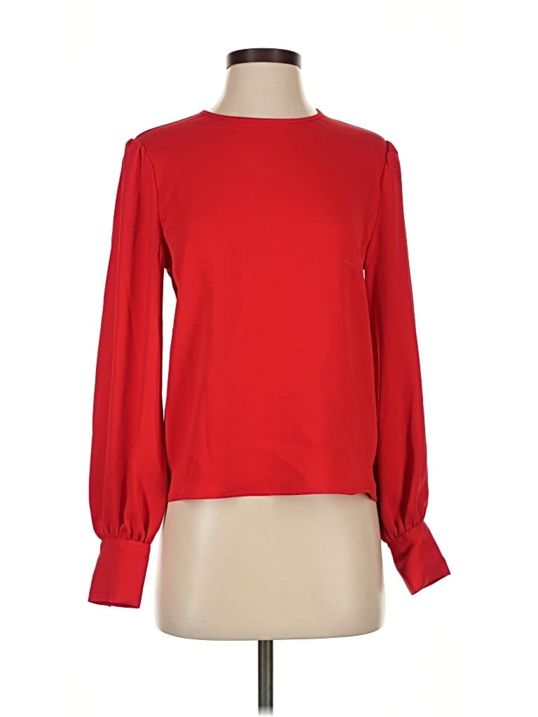 Pre-owned Babaton Long Sleeve Blouse In Red