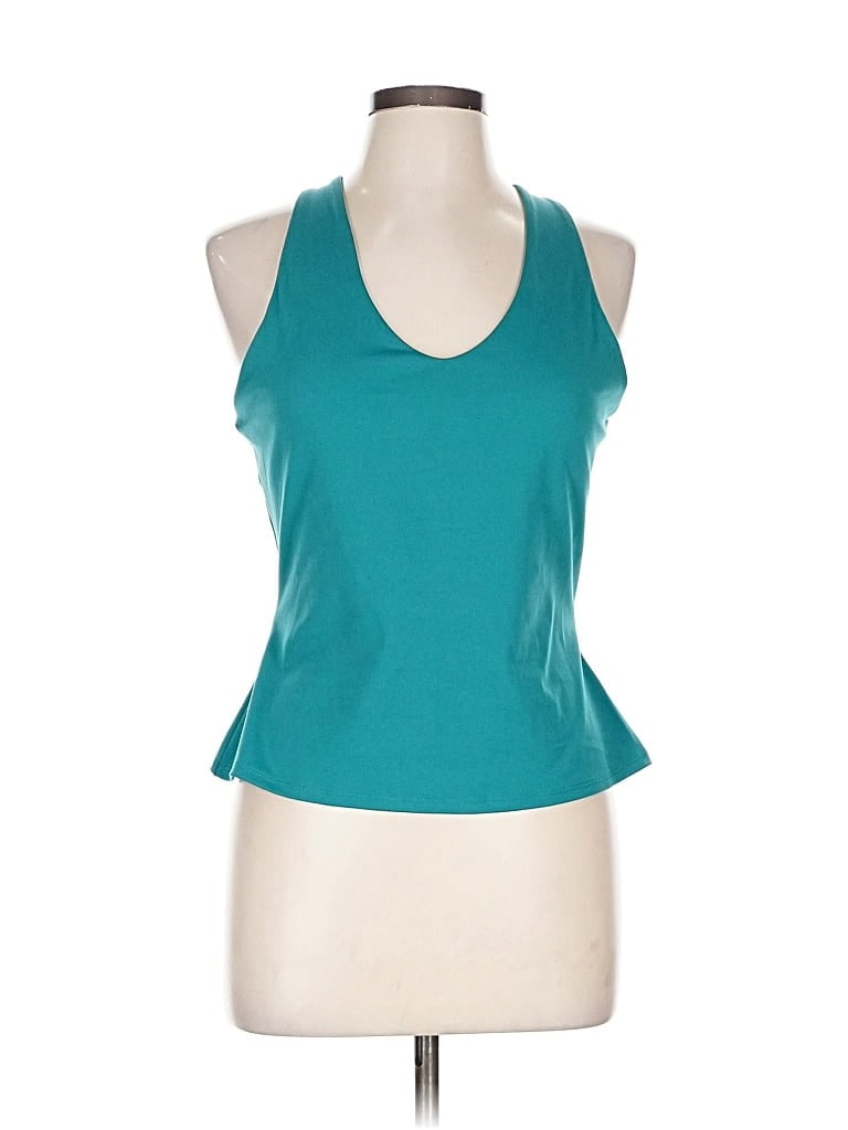 Pre-owned Sincerely Jules Tank Top Teal Halter Neckline Tops In Blue