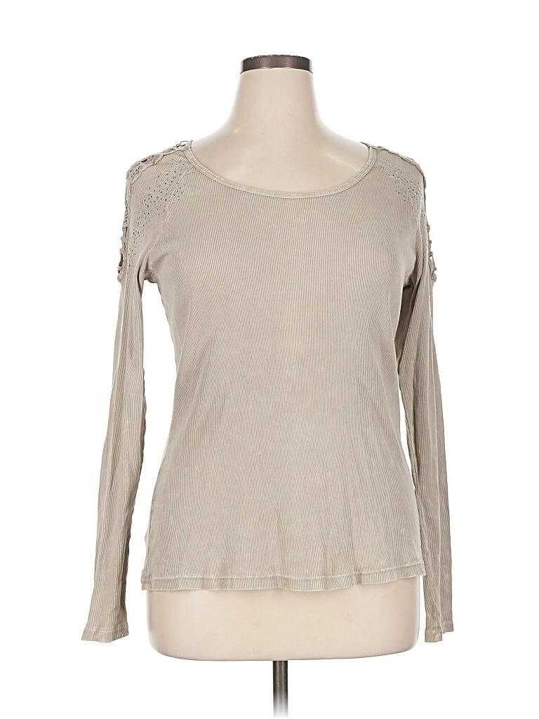 Pre-owned Cato Long Sleeve Top Gray Keyhole Neckline Tops