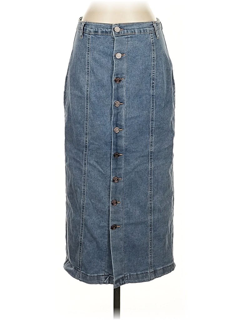 Pre-owned Happily Grey Denim Skirt In Blue