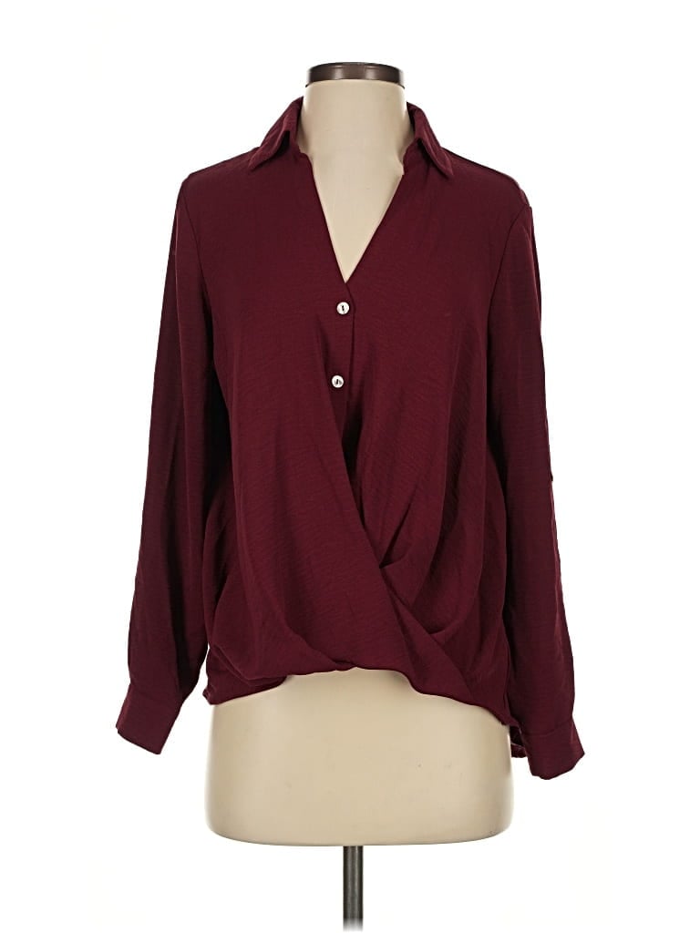 CHENAULT Pre-owned Long Sleeve Blouse In Burgundy