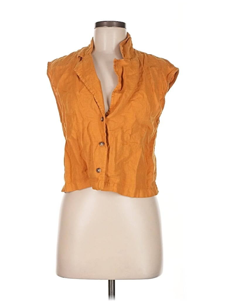 Pre-owned Lou & Grey Sleeveless Button Down Shirt In Orange