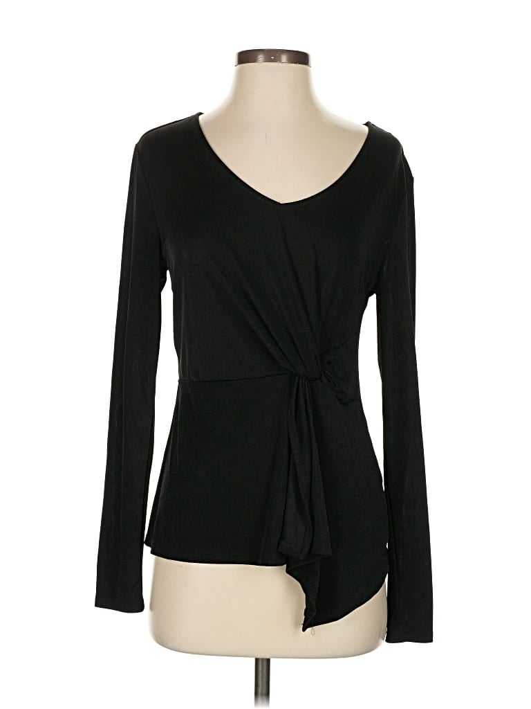Pre-owned Jennifer Lopez Long Sleeve Top Black Sweetheart Neckline Tops
