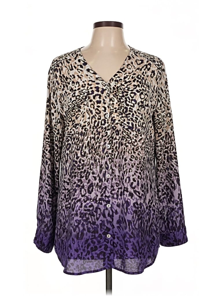 Click to view more detailed imagery on our partner's website Pre-owned Chico's Long Sleeve Blouse In Purple