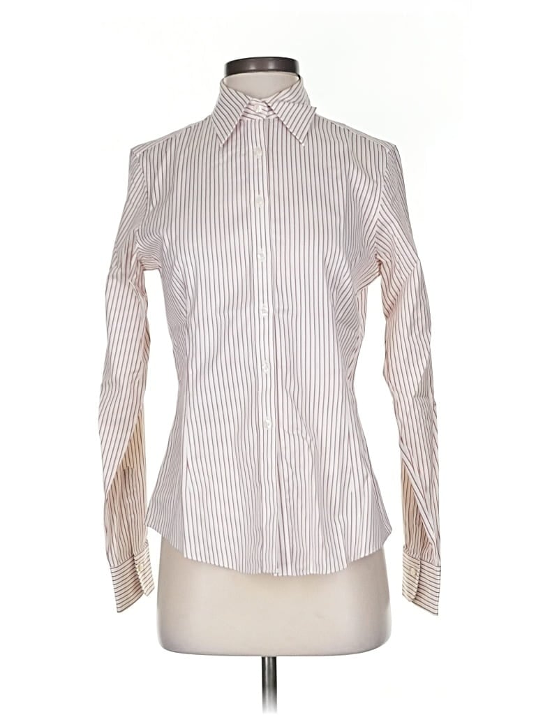Pre-owned Brooks Brothers Long Sleeve Blouse In White